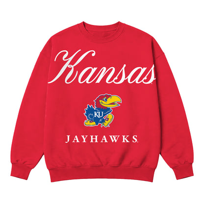 Gameday Couture Women's Kansas Script Drop Shoulder Crewneck