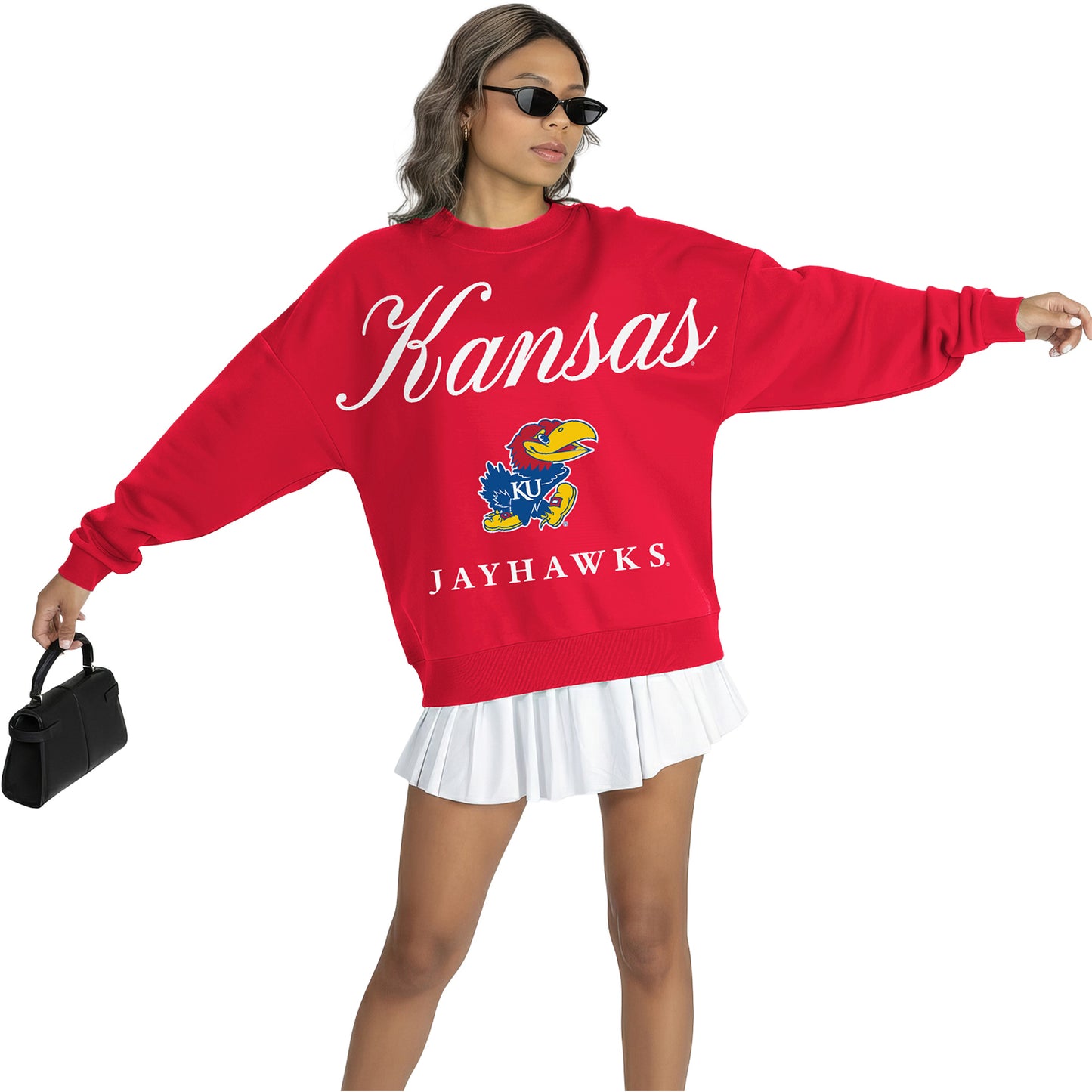 Gameday Couture Women's Kansas Script Drop Shoulder Crewneck