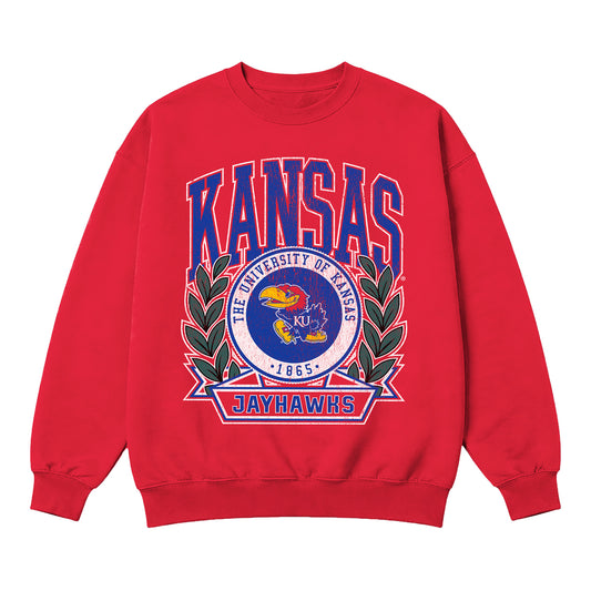 Gameday Couture Women's Kansas Crest Drop Shoulder Crewneck
