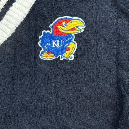 Lusso Women's Kansas Jayhawks Striped Sleeve Sweater