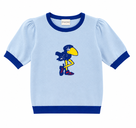 Newport Knits Women's Kansas 1912 Jayhawk Short Sleeve Sweater - Light Blue