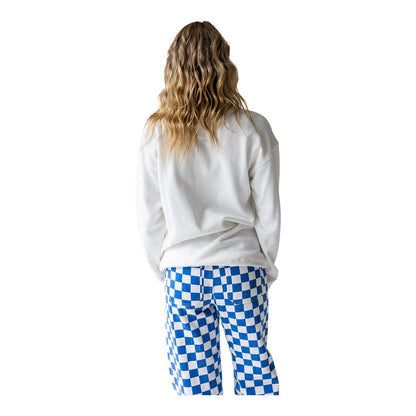 Gameday Social Kansas Jayhawks Chenille White Crewneck