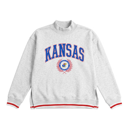 Gameday Couture Kansas Jayhawks Crest Grey Mock Neck