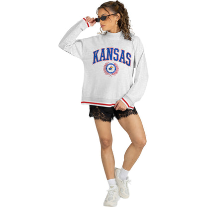 Gameday Couture Kansas Jayhawks Crest Grey Mock Neck