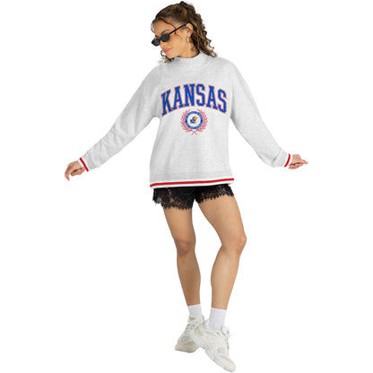 Gameday Couture Kansas Jayhawks Crest Grey Mock Neck