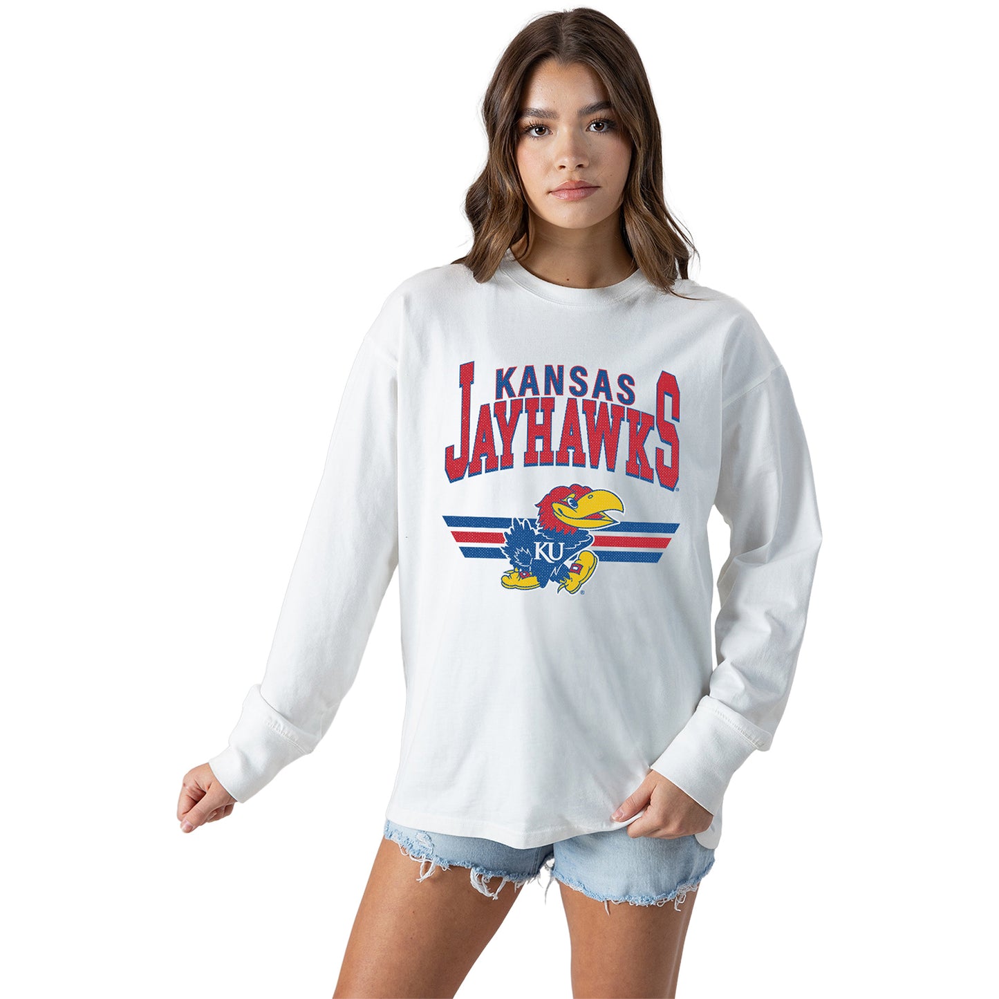 Gameday Couture Women's Kansas Jayhawks Team Stripe Long Sleeve Tee