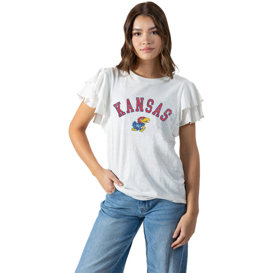 Gameday Couture Women's Kansas Jayhawks Ruffle Sleeve Tee