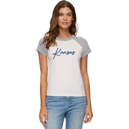 Flag & Anthem Women's Kansas Script Raglan Tee