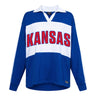 Hype & Vice Women's Kansas Jayhawks Oversized Collared V-neck