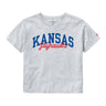 L2 Brands Kansas Jayhawks Ladies Script Cropped T-Shirt
