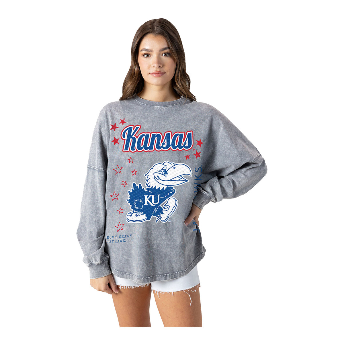 Gameday Couture Kansas Jayhawks Snow Grey Long Sleeve T-Shirt