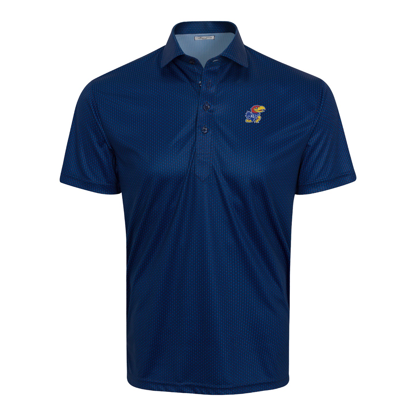 Collars and Co Kansas Jayhawk Diamond Dot Polo