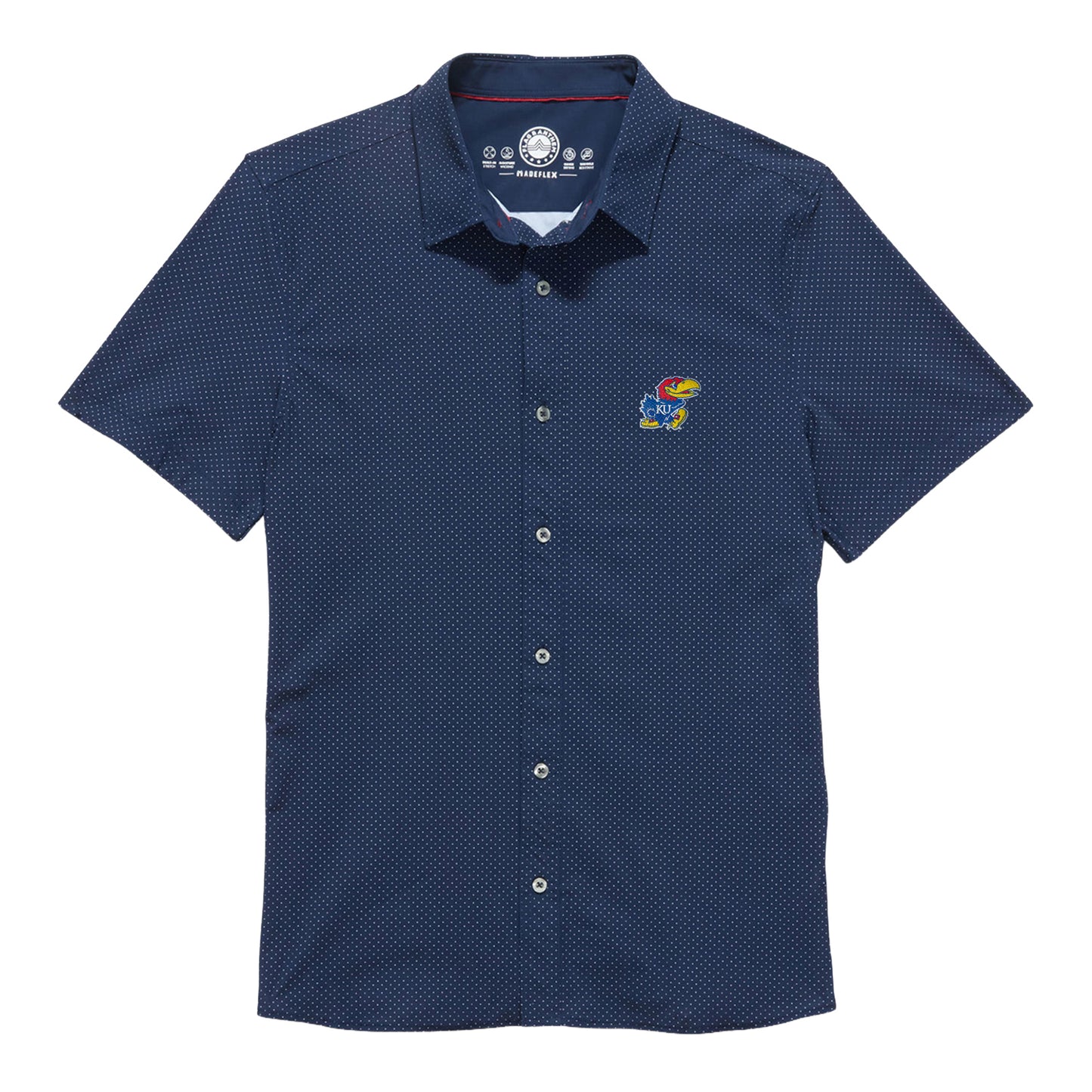 Kansas Jayhawks Dot Print Buttondown Collared Shirt