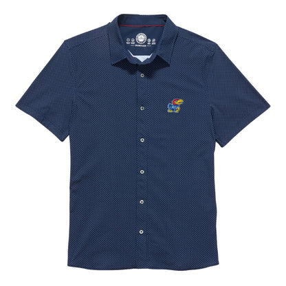 Kansas Jayhawks Dot Print Buttondown Collared Shirt