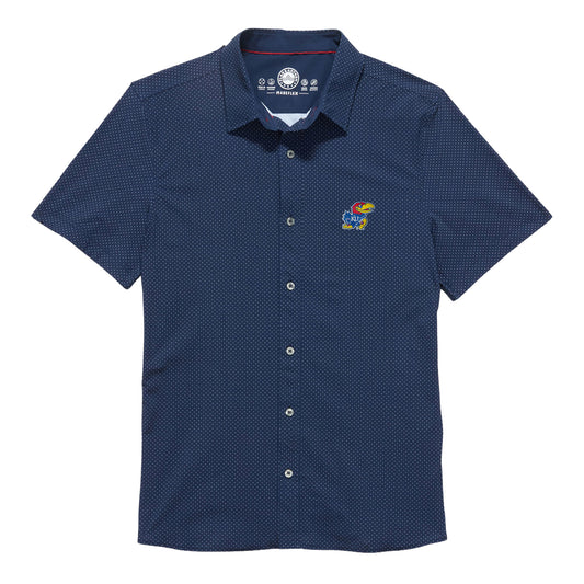 Kansas Jayhawks Dot Print Buttondown Collared Shirt