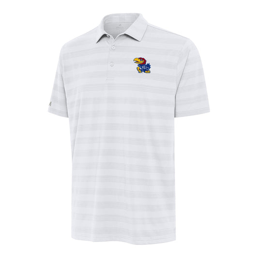 Antigua Kansas Jayhawks Stripe Tunnel Polo - White