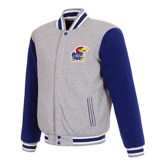 JH Design Kansas Jayhawks Reversible Two-Tone Fleece Jacket