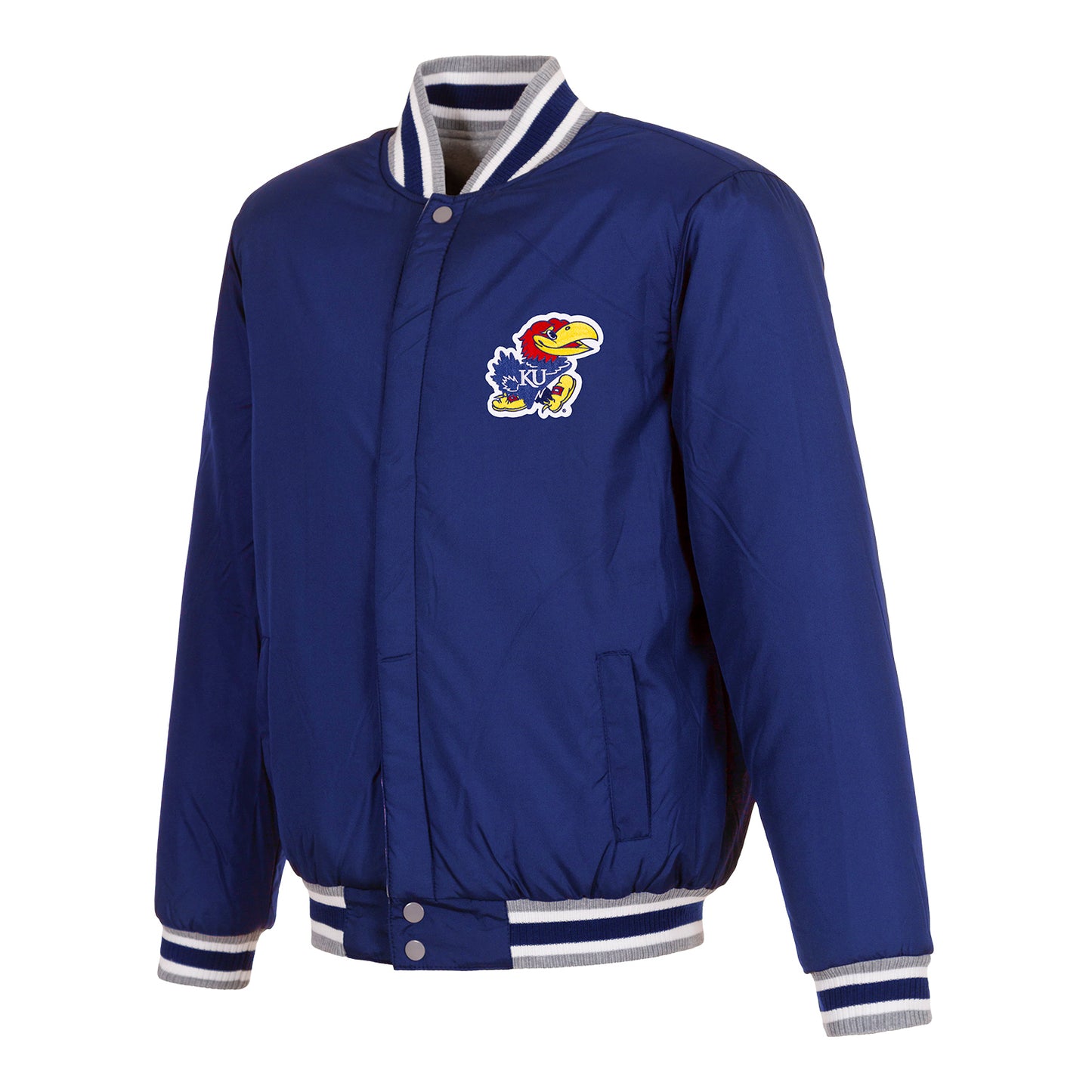 JH Design Kansas Jayhawks Reversible Two-Tone Fleece Jacket