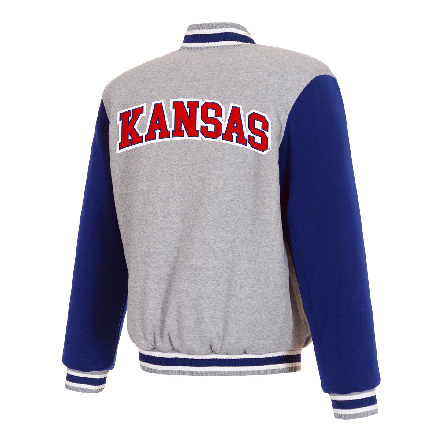 JH Design Kansas Jayhawks Reversible Two-Tone Fleece Jacket