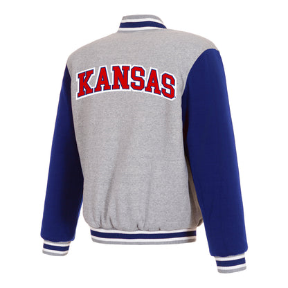 JH Design Kansas Jayhawks Reversible Two-Tone Fleece Jacket