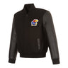 JH Design Kansas Jayhawks Reversible Wool and Leather Jacket