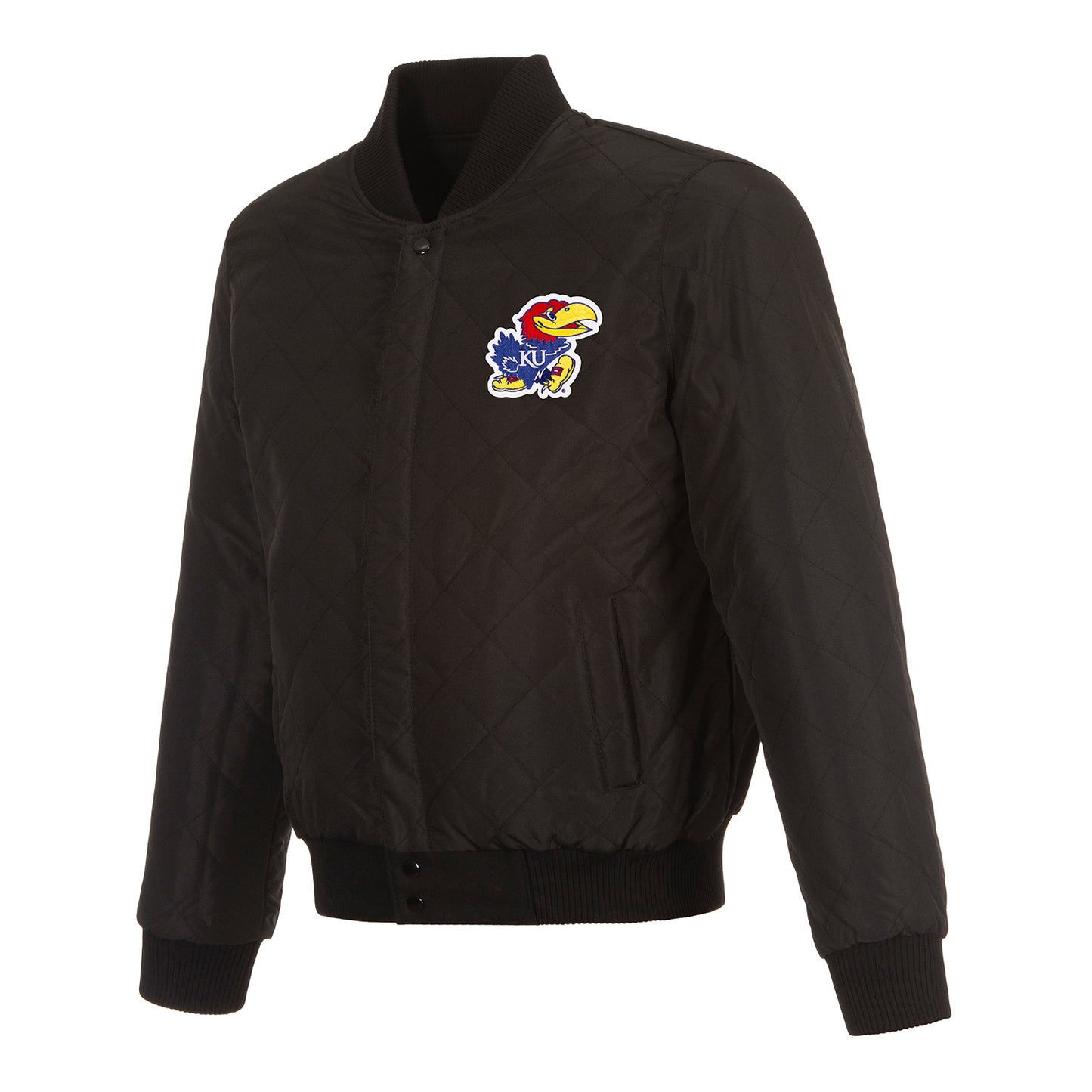 JH Design Kansas Jayhawks Reversible Wool and Leather Jacket