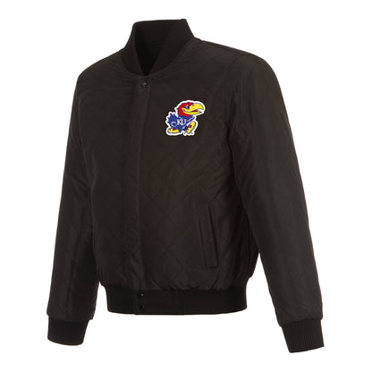 JH Design Kansas Jayhawks Reversible Wool and Leather Jacket