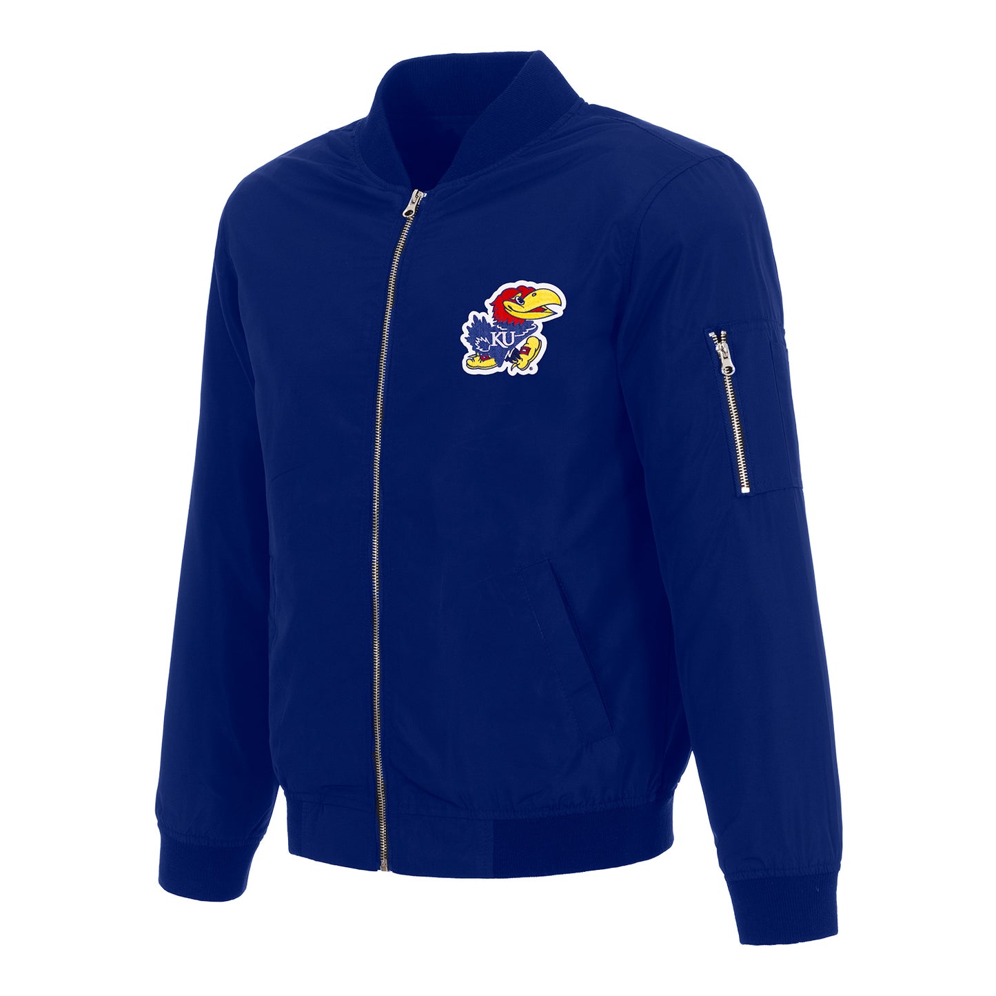 JH Design Kansas Jayhawks Nylon Bomber Jacket