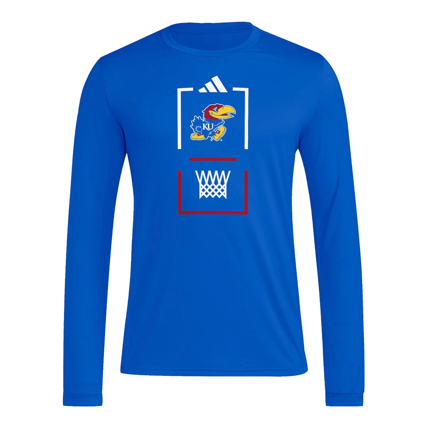 Adidas Kansas Univeristy Basketball Hoops Long Sleeve Tee