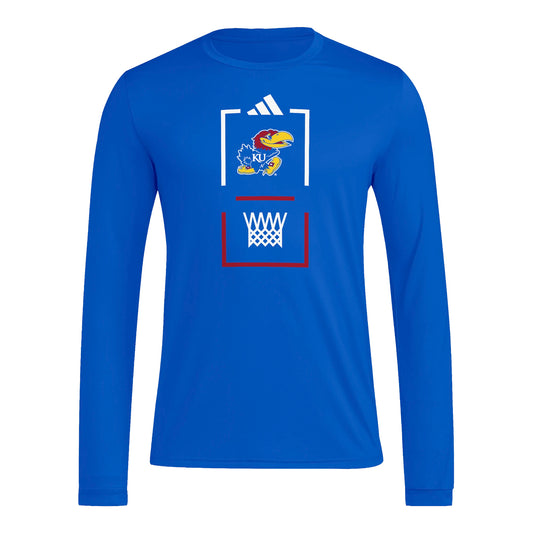 Adidas Kansas Univeristy Basketball Hoops Long Sleeve Tee