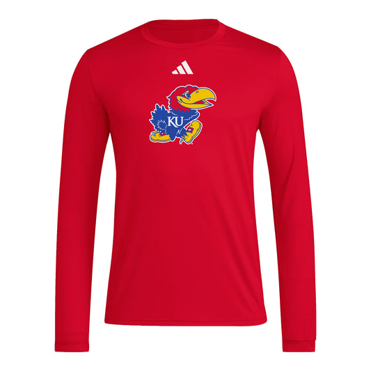 Adidas Kansas University Primary Logo Long Sleeve Tee