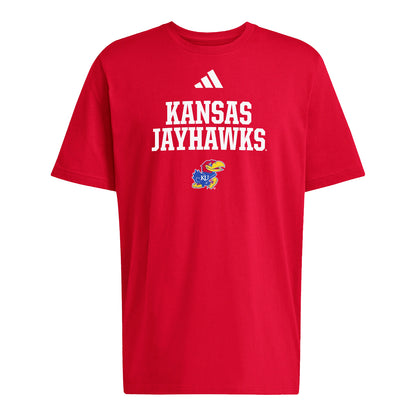 Adidas Kansas Jayhawks Wordmark Red T-Shirt