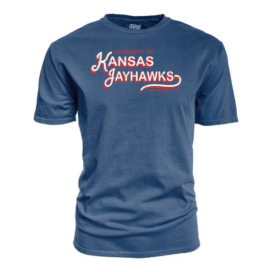 Blue 84 Kansas Jayhawks 2-Tone Script T-Shirt