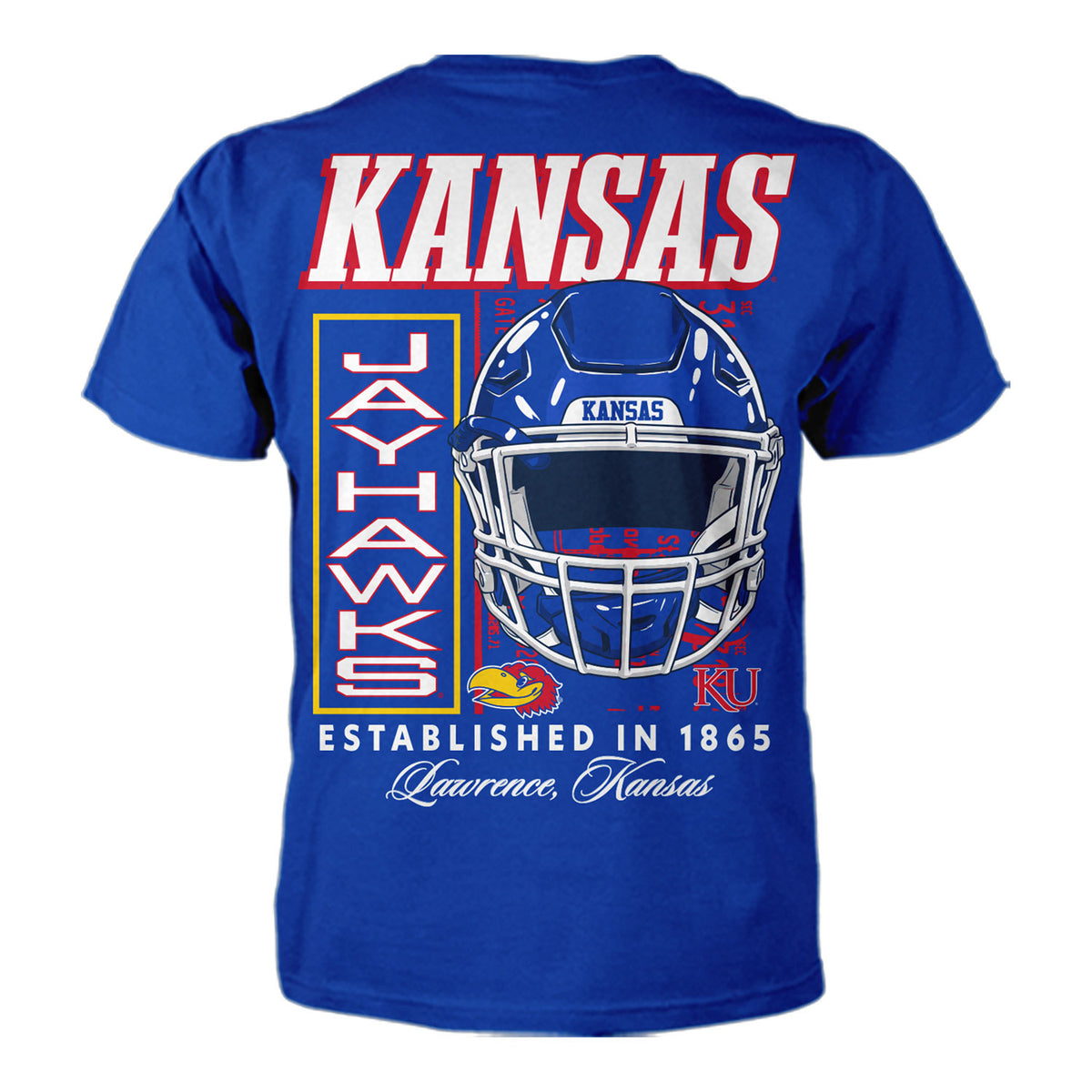 Something Inked Kansas Jayhawks Helmet Front T-Shirt