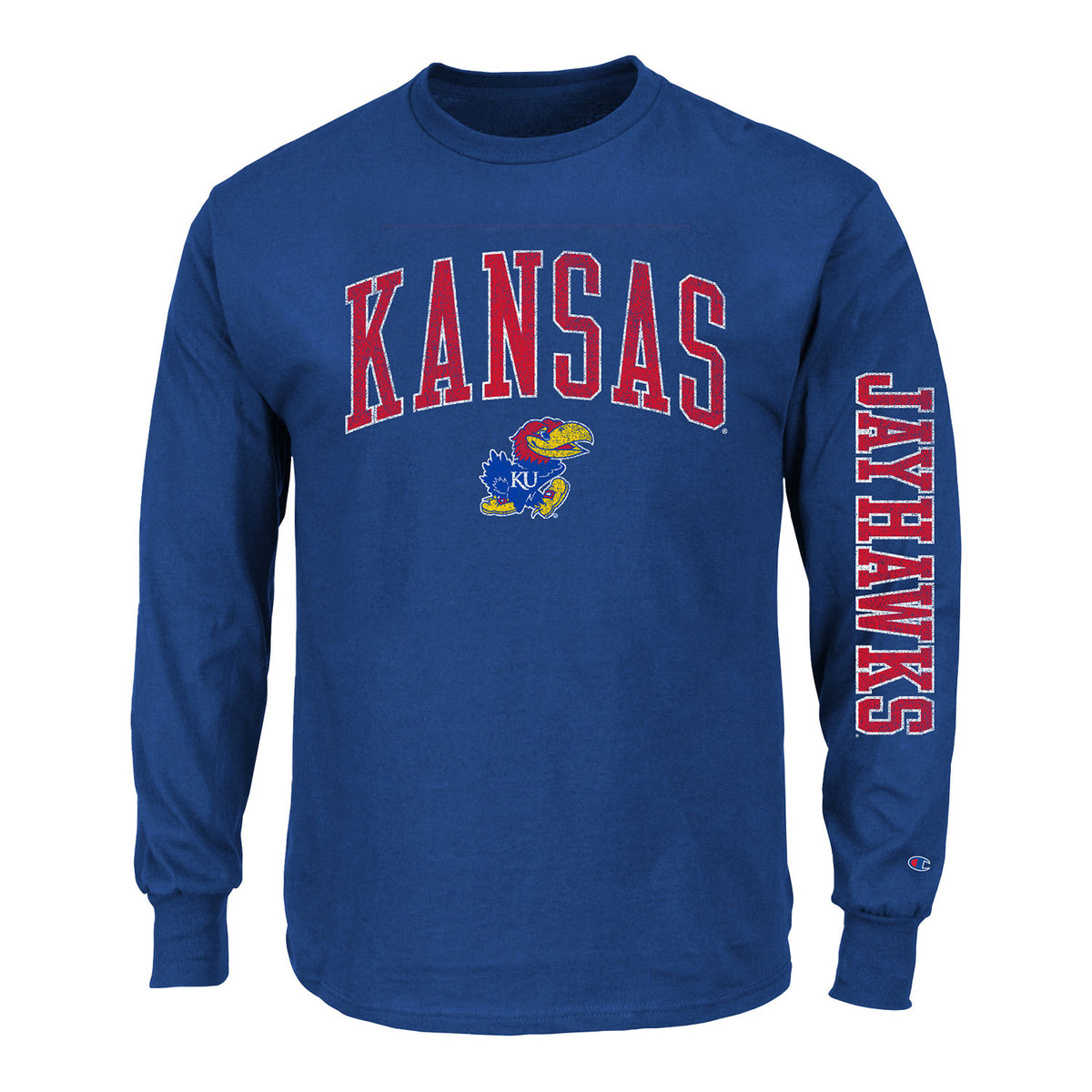 Profile Kansas Jayhawks Big & Tall Blue Long Sleeve T-Shirt