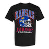 Something Inked Kansas Jayhawks Football Lightning Helmet Black T-Shirt