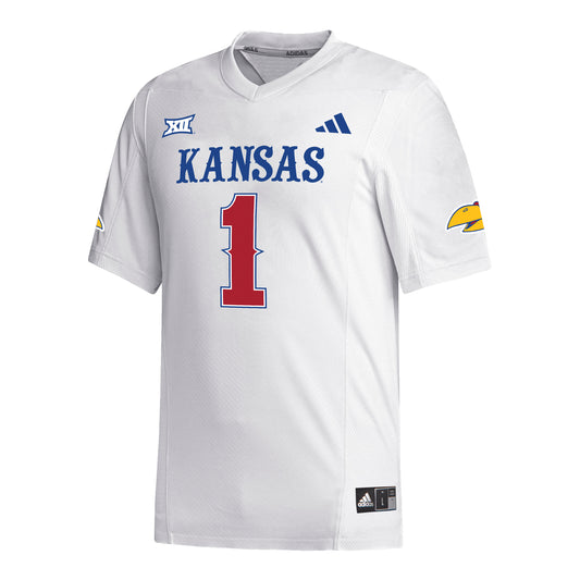 Adidas Kansas Jayhawks Replica #1 White Football Jersey
