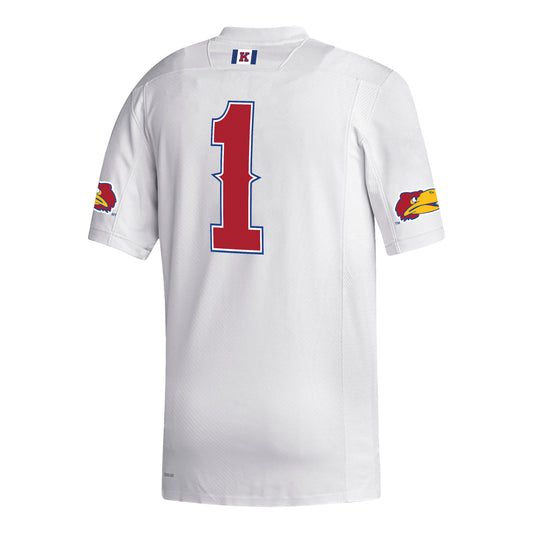 Adidas Kansas Jayhawks Replica #1 White Football Jersey