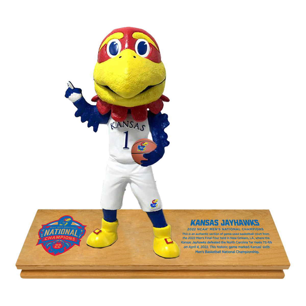 Kansas Jayhawks 2022 Men's Basketball Game Used Championship Court Bobblehead