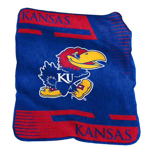 Logo Brands Kansas Raschel Double Stripe Throw
