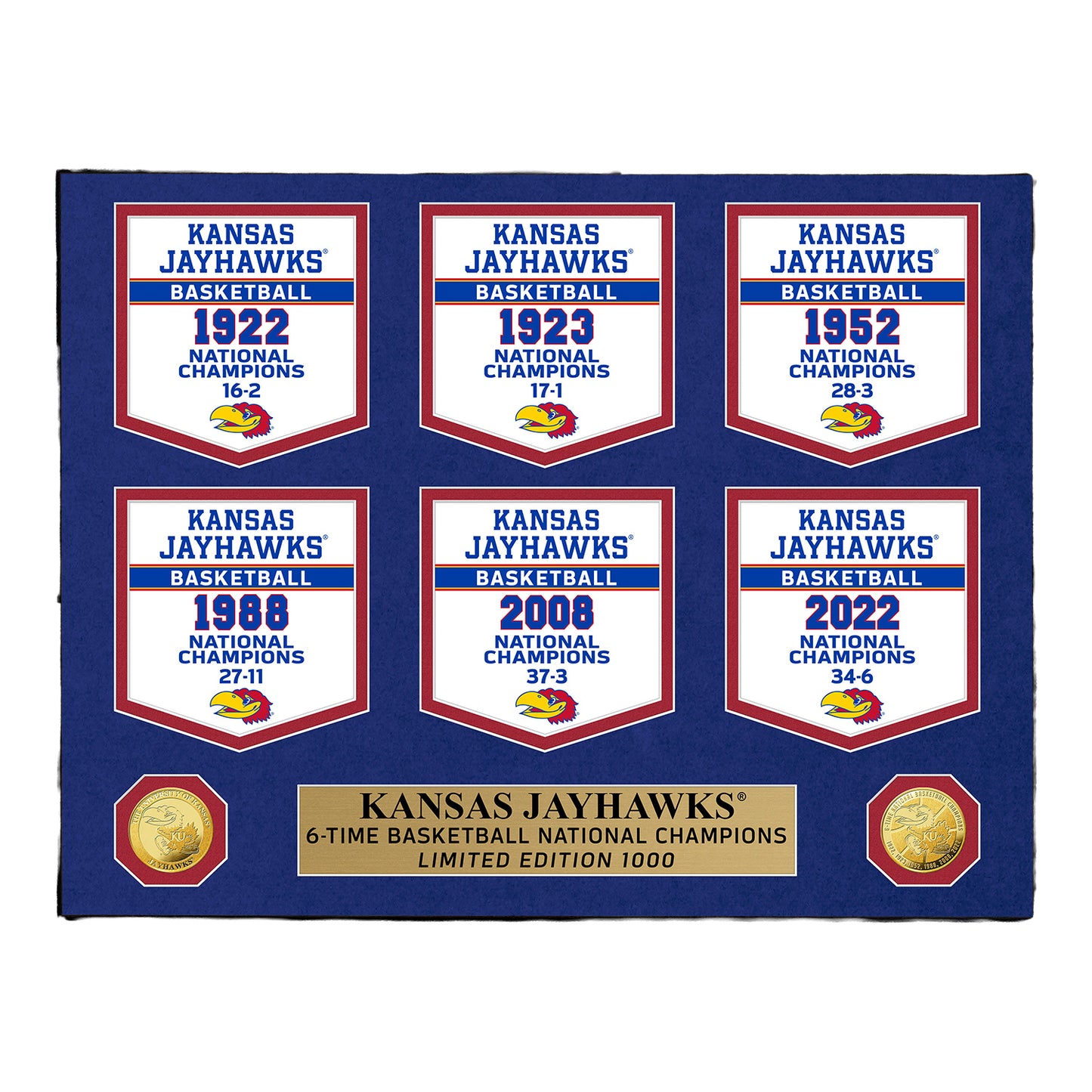 University Of Kansas Basketball Gold Coin Deluxe Banner Photo Mint