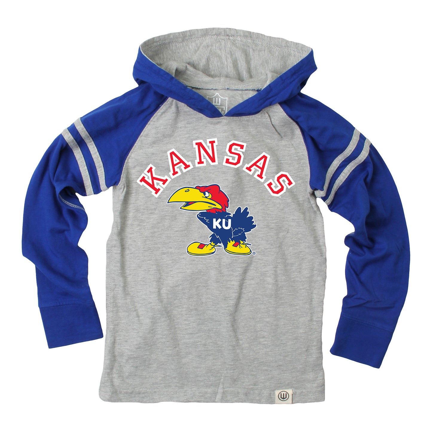 Youth Kansas Vault Arch Logo Stripe Sleeve Hoodie