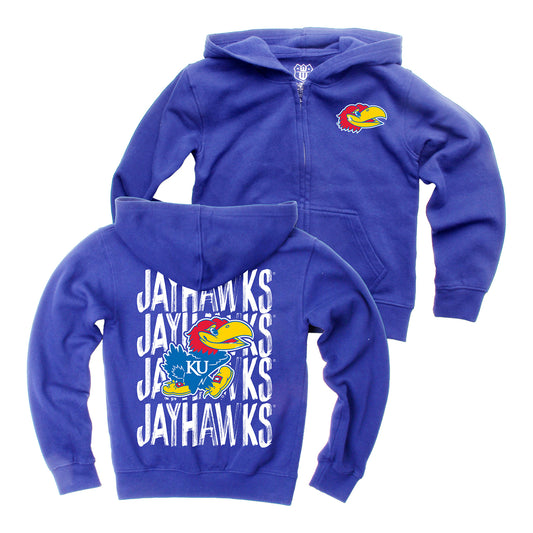 Youth Jayhawks All Over Back Print Full Zip Hoodie